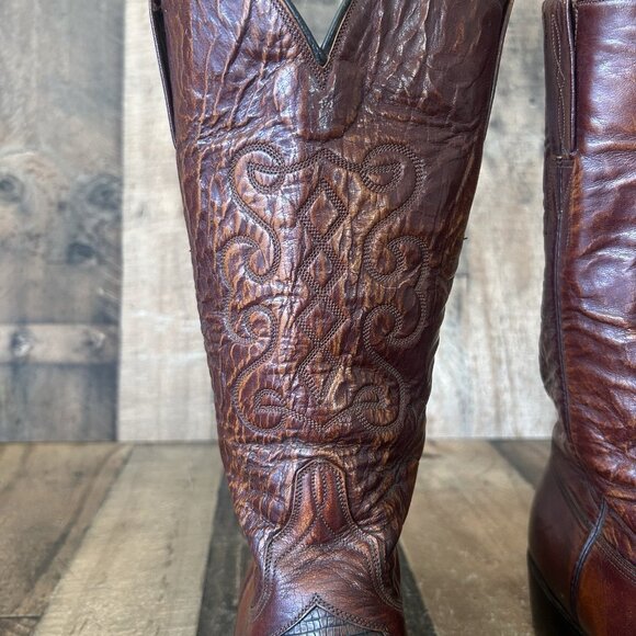 Lucchese San Antonio Vintage Teju Lizard Inlay Western Cowboy Boots Mens 10.5 D - Picture 10 of 12